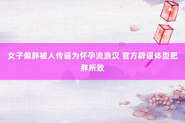 女子偏胖被人传谣为怀孕流浪汉 官方辟谣体型肥胖所致